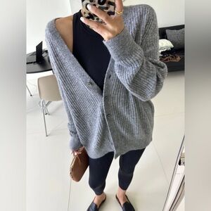 Alexander Wang Gray Ribbed Cardigan
